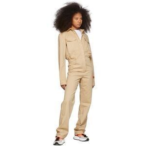 Heron Preston Women’s Tan Prohibited Worker Jumpsuit Size Small S Utility Denim
